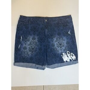 Disney Haunted Mansion Wallpaper Hitchhiking Ghosts Denim Shorts Women XXL